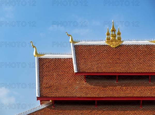 Roof of Wat May Suwannaphumaham Monastery, Luang Prabang, Laos, Asia