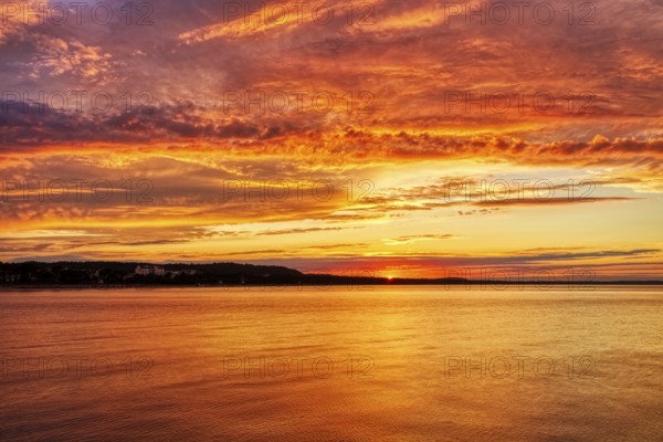 Impressive sunset over the sea with warm colours, Rügen