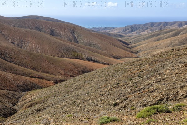 View from the pass La Tablada, near La Pared, Canary Island, Fuerteventura, Spain, Europe