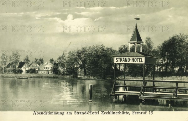Historical postcard, picture postcard, Strandhotel Zechlinerhütte, Brandenburg, Germany, digitally enhanced reproduction of an original from around 1900, picture postcard, Europe