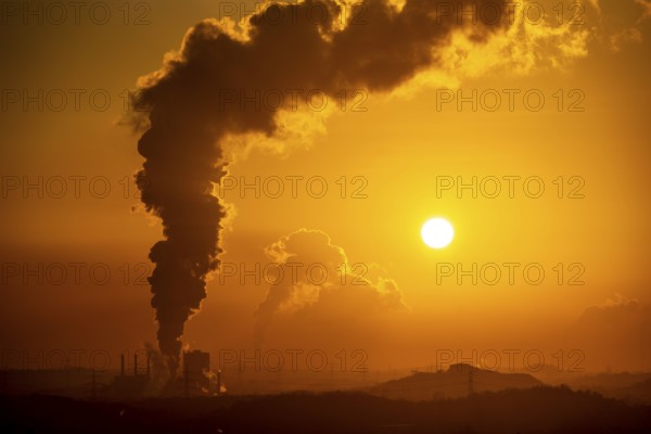 Prosper coking plant, operated by the ArcelorMittal steel group, 146 coke ovens with a daily output of 5500 tonnes of coke, extinguishing cloud, Bottrop, North Rhine-Westphalia, Germany, Europe