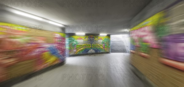Art project by Martin Blumöhr, zoom effect, pedestrian subway Niwenhaus, Dom-Pedro-Straße, Munich, Bavaria, Germany, Europe