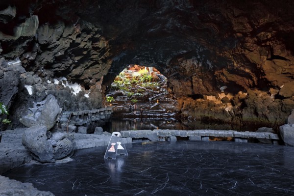 Underground salt lake in a cave, art and cultural site, Jameos del Agua event venue, lava tube, Lanzarote, Spain, Europe