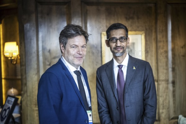 Federal Minister for Economic Affairs and Climate Protection Robert Habeck at the Munich Security Conference on 16 February 2024 With Google CEO Sundar Pichai Photographed on behalf of BMWK