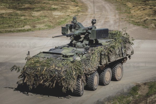 Pandur II 8x8 of the Czech Army, taken during an exercise of the German Armed Forces with forces from Norway and the Czech Republic during the 'Wettiner Schwert' exercise as part of Quadriga 2024 in the training town of Schnöggersburg, 8 April 2024