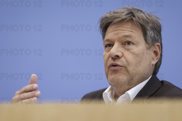 Robert Habeck (Alliance 90/The Greens), Federal Minister for Economic Affairs and Climate Protection and Vice-Chancellor, recorded during the presentation of the Federal Government's 1st Equality Report at the Federal Press Conference in Berlin, 3 July 2024
