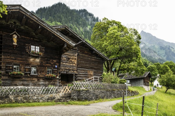 Mountain farming village, Gerstruben, Dietersbachtal, near Oberstdorf, Allgäu Alps, Allgäu, Bavaria, Germany, Europe