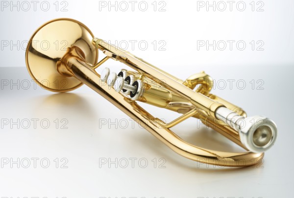 Trumpet in front of a white background, studio shot