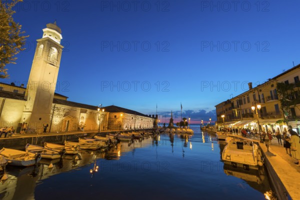 Harbour basin, evening mood, travel, tourism, Lazise, Lake Garda, Italy, Europe