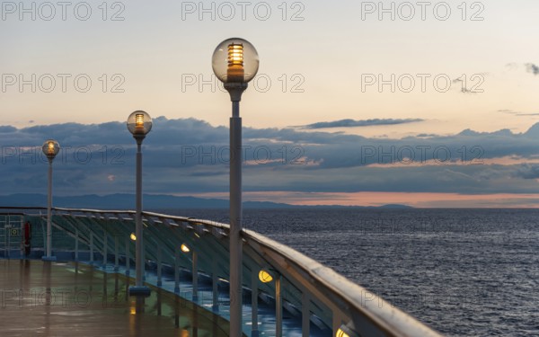 TUI Marella Discovery Cruise Ship at Sunrise over Mediterranean Sea, Barcelona, Spain, Europe