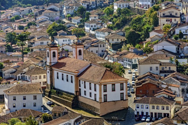 Ancient city of Ouro Preto with its old houses and churches in the state of Minas Gerais, Ouro Preto, Minas Gerais, Brazil, South America