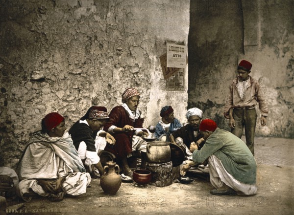 A Travelling Cook, Kairwan, Kairouan, Tunisia, c. 1895, Historic, digitally restored reproduction from a 19th century original, Record date not stated, Africa