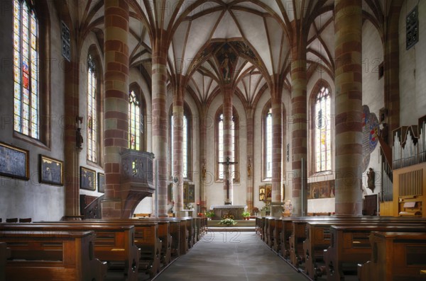 Interior view of the nave, choir, Church of the Holy Spirit, Merano, Merano, South Tyrol, Autonomous Province of Bolzano, Italy, Europe