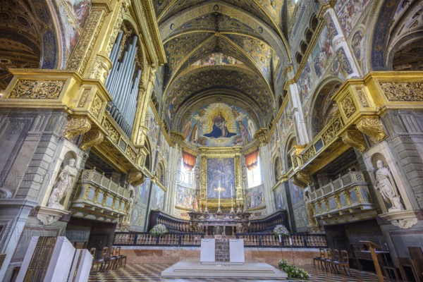View of the main altar and organ in the Cathedral of Santa Maria Assunta, Cremona, Province of Cremona, Italy, Europe