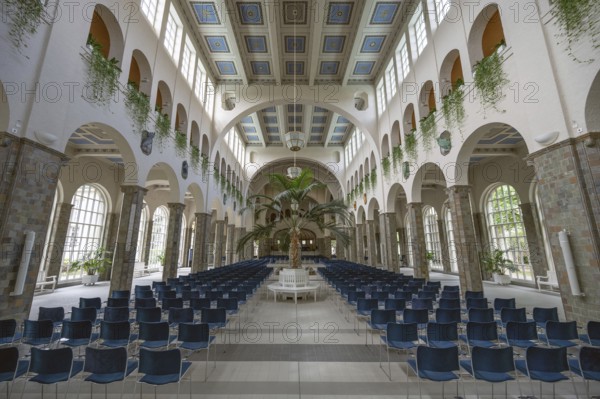 Fountain house with seating, Kissingen spa, inaugurated in 1842, replaced by a new building in 1911, Bad Kissingen, Lower Franconia, Bavaria, Germany, Europe