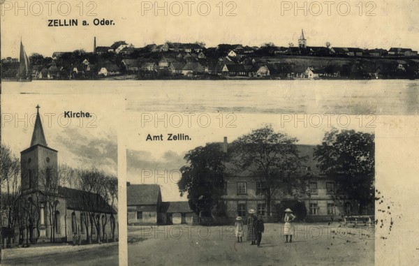 Historical postcard, picture postcard, Zellin an der Oder, Neumark, West Pomerania, today Czelin in Poland, digitally enhanced reproduction of an original from around 1900, picture postcard