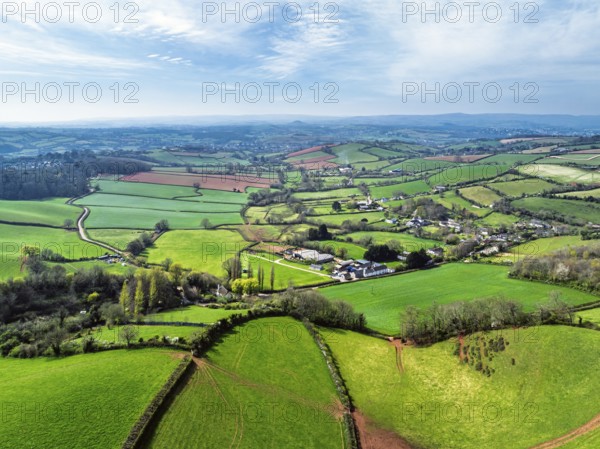 Farms and Fields over Torquay from a drone, Devon, England, United Kingdom, Europe