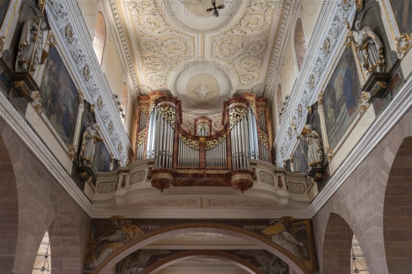 Organ loft, organ built in 1983, Cathedral of Our Lady, Villingen-Schwenningen, Baden-Württemberg, Germany, Europe