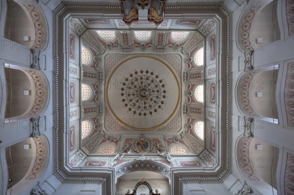Vaulted dome of St James' Church, built 1772-1775, Bad Kissingen, Lower Franconia, Bavaria, Germany, Europe