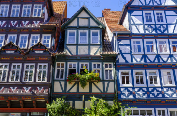 Half-timbered houses, Kirchstrasse, Allendorf district, Bad Sooden-Allendorf, Werratal, Werra-Meißner district, Hesse, Germany, Europe