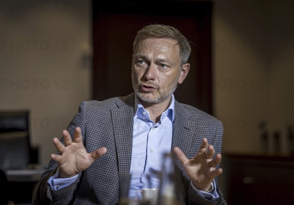 Christian Lindner (FDP), Federal Minister of Finance, recorded during an interview in his office at the Federal Ministry of Finance