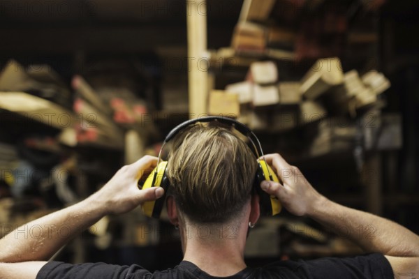A man puts on hearing protection. Berlin, 14.08.2024