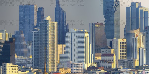 Panorama from Chinatown to the skyline of Bangkok, Thailand, Asia