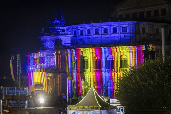 Only concert in Germany in 2024 in front of the Semperoper in Dresden. The legendary techno and electro pioneers power plant are playing a single concert in Germany this year, power plant Konzert Dresden, Dresden, Saxony, Germany, Europe