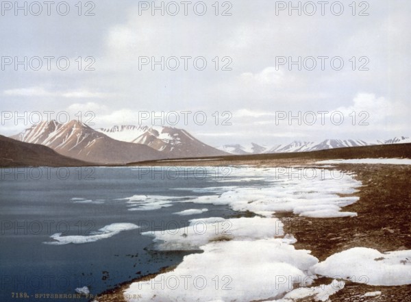 The Isefiorden, Fjord, Spitsbergen, Norway, around 1895, Historical, digitally restored reproduction from a 19th century original, Record date not stated, Europe