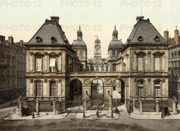 Lyon. Place de la Comedie. L'Hotel de Ville, France, c. 1890, Historic, digitally restored reproduction from a 19th century original, Europe