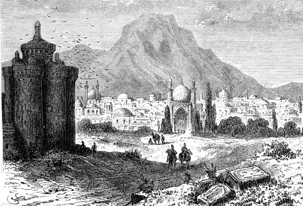 View of Ispahan, Isfahan, Esfahan, Persia, today Iran, in 1860, Historical, digital reproduction of an original from the 19th century