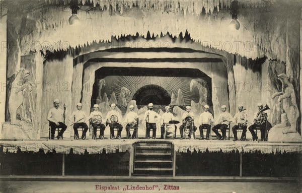 Historical postcard, picture postcard, ice palace in Zittau, Saxony, Germany, digitally enhanced reproduction of an original from around 1900, picture postcard, Europe