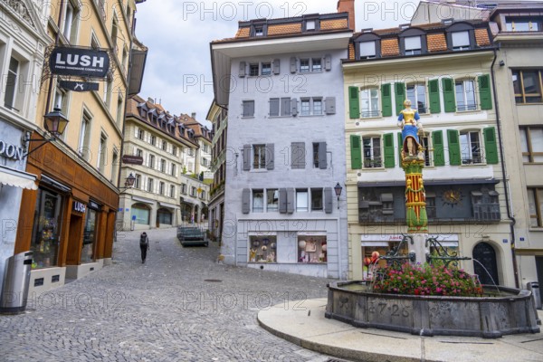 Statue on Place Palud, City of Lausanne, Canton of Vaud, Switzerland, Europe