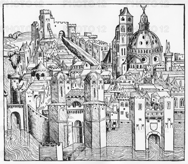 Metz, France, from Scheldel's World Chronicle, 1495, Europe