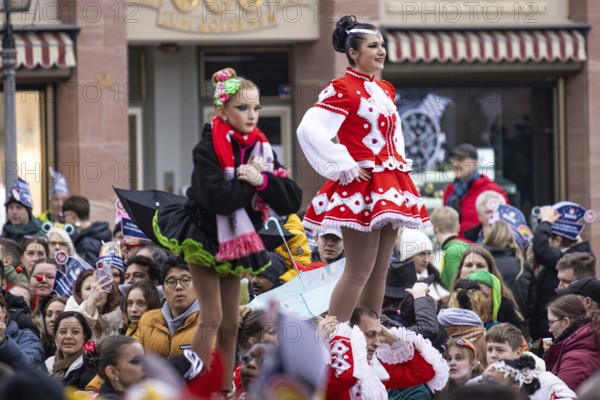 The Frankfurt carnival parade will pass through the Römerberg in Frankfurt am Main on 11 February 2024, Römerberg, Frankfurt am Main, Hesse, Germany, Europe