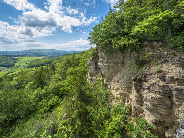 Spring in Eichsfeld, view from the rock formation Nase, Asbach-Sickenberg Eichsfeld, Werratal Thuringia Germany