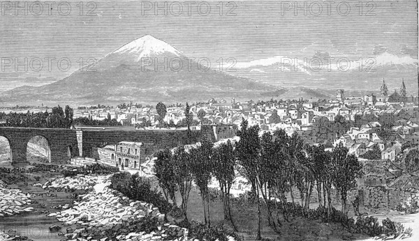 Arequipa, the capital of the Arequipa region of the same name in the south of the South American Andean state of Peru, 1869, Historical, digitally restored reproduction of a 19th century original, exact original date unknown