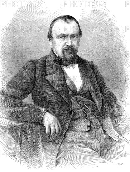 Jakob Dubs (26 July 1822 - 13 January 1879) was a Swiss politician, journalist, public prosecutor and judge, Historical, digitally restored reproduction of a 19th century original, exact original date unknown