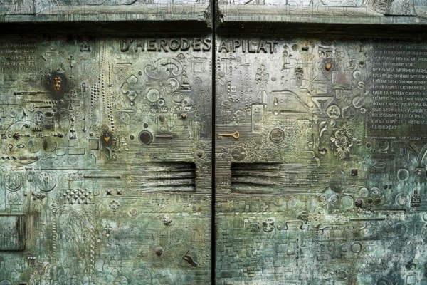 Ornaments and figures on the magnificent portals of the Sagrada family, Barcelona, Catalonia, Spain, Europe