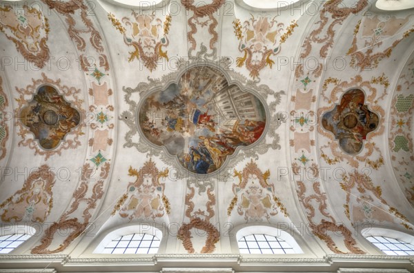 Interior photograph, ceiling painting, Jesuit Church, Lucerne, Switzerland, Europe