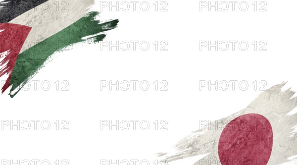 Flags of Palestine and Japan on white background