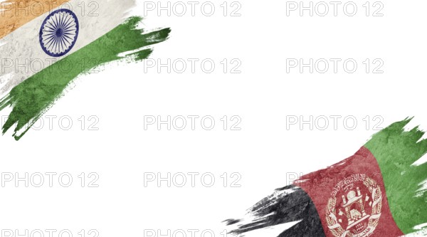 Flags of India and Afghanistan on White Background
