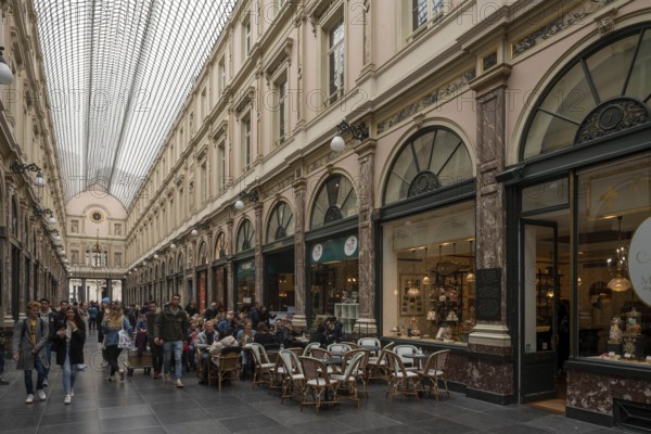 Brussels, Bruxelles, Royal Gallery Saint Hubert, one of the oldest covered shopping arcades in Europe, built in 1847 by Jean-Pierre Cluysenaar