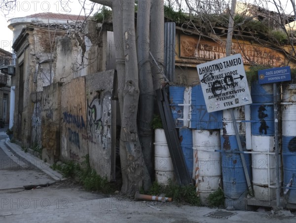 Nicosia, Cyprus, February 01 2020: Part of the Green Line or the Buffer zone in the old town of Lefkosia Nicosia, the last divided capital in the world, Europe