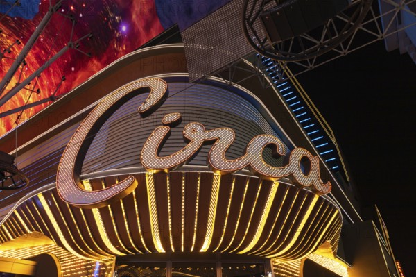 A picture of the neon signs at the Circa Resort and Casino