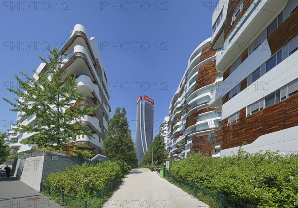 Apartment complex and high-rise Generali Tower or Torre Generali or Lo Storto by architect Zaha Hadid, CityLife district, Milan, Lombardy, Italy, Europe