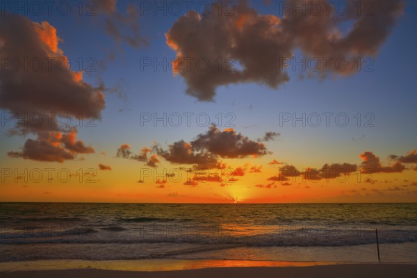 Mahahual Caribbean beach sunrise in Costa Maya of Mayan Mexico