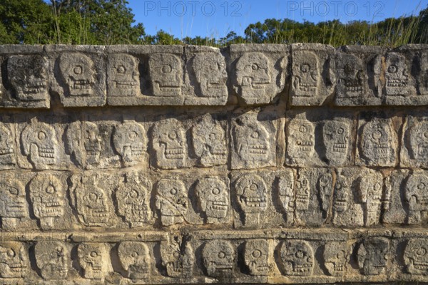 Chichen Itza Tzompantli the Wall of Skulls in Mexico Yucatan