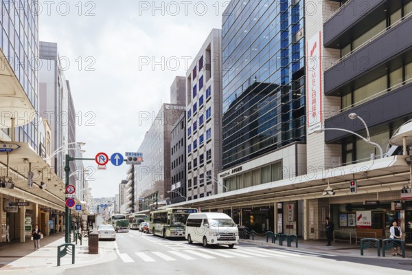 KYOTO, JAPAN - MAY 14, 2019: Modern streetscape during the day in Kyoto, Japan, Asia