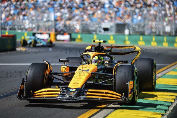 MELBOURNE, AUSTRALIA, MARCH 22: Lando Norris of Great Britain drives the McLaren MCL38 during first practice in the 2024 Australian Grand Prix at Albert Park in Melbourne, Australia, Oceania